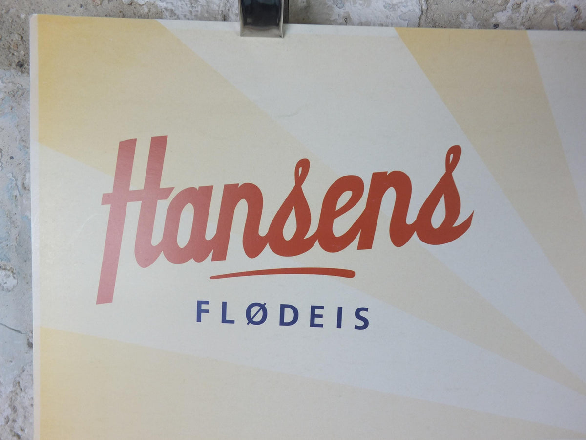 Hansens Ice Cream Poster, Hansens flødeis, girl with ice cream in a swimming ring, advertising retro wall art decor