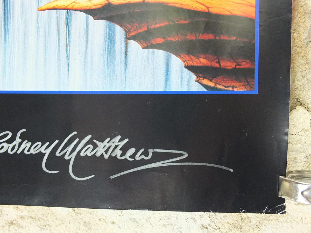 signed 1996 Asia Arena Poster, signed by Rodney Matthews, 4121, epic adventure quest art, Wizards & Genius, fantasy wall art decor