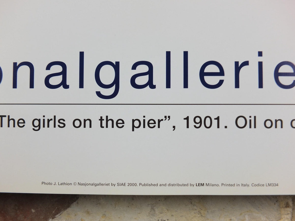 2000 Edvard Munch Poster, The Girls on the Pier 1901, Expressionism, gallery exhibition, wall art decor