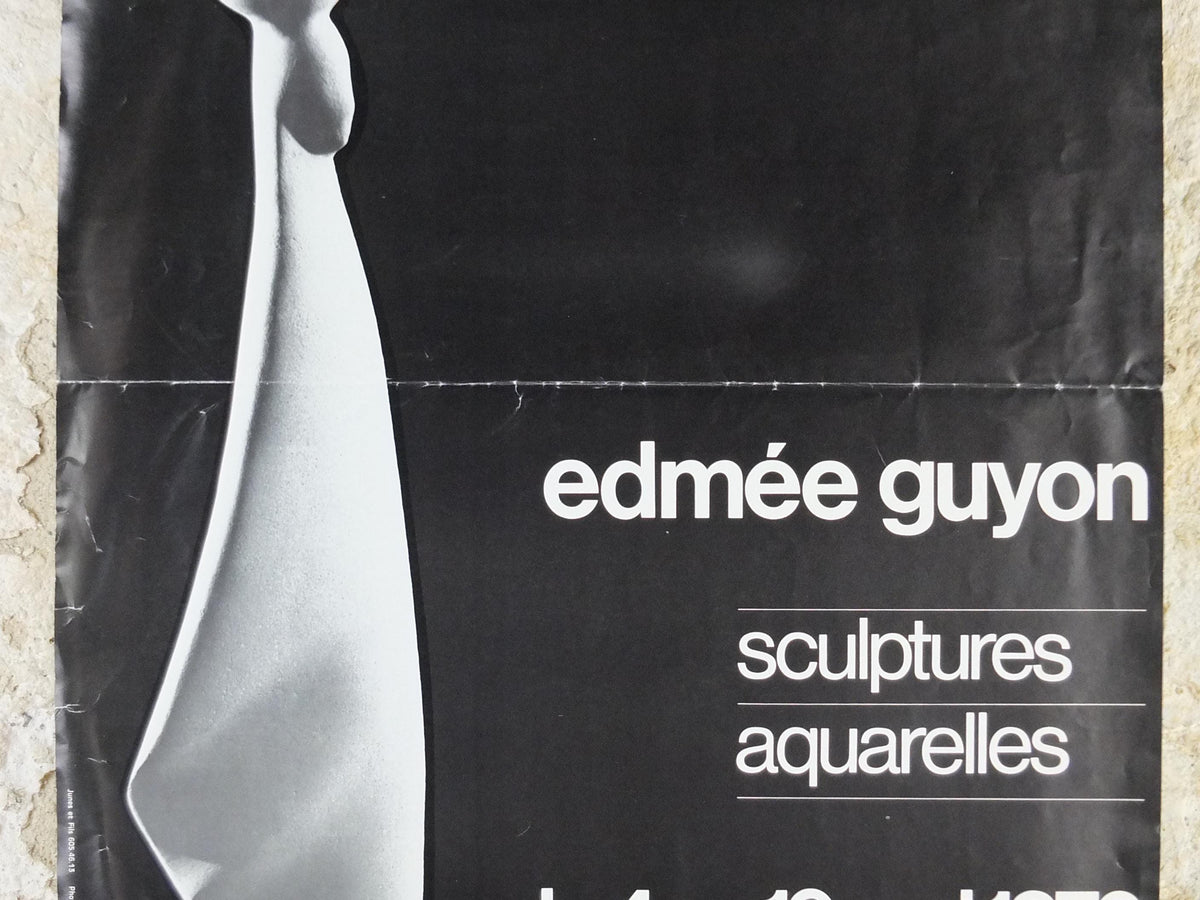 1979 Edmée Guyon Poster, Woman balancing a pot on her head sculpture, artist gallery exhibition, wall art decor