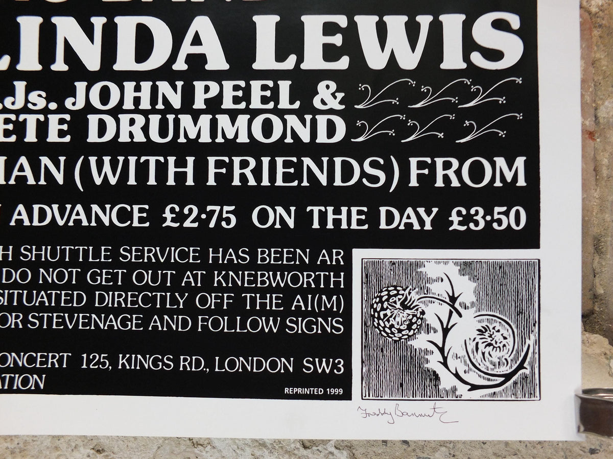 1975 Pink Floyd at Knebworth Park Poster, Signed by Freddy Bannister, 1999 reprint, Psychedelic rock music, wall art