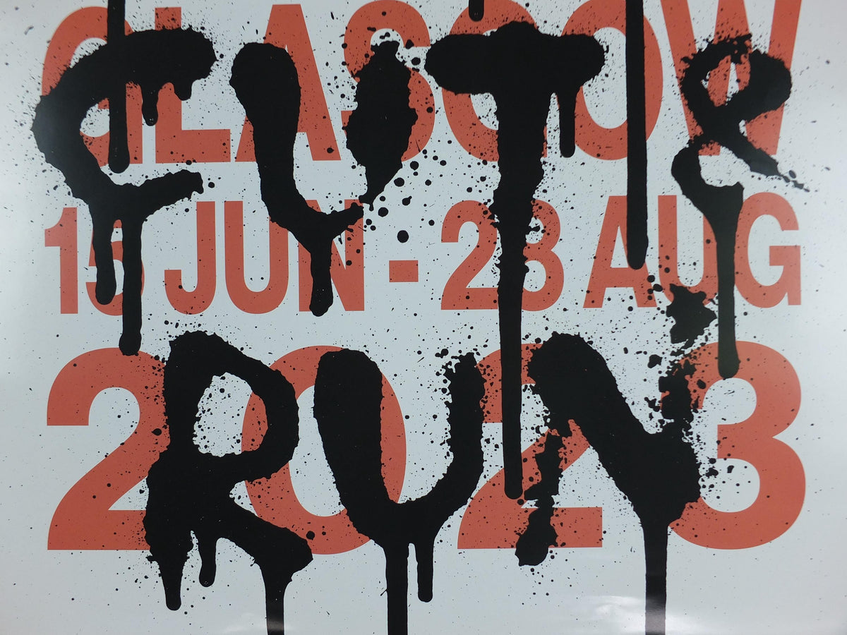 2023 Banksy Cut & Run Poster, Art Show stencil lettering spray paint, GOMA, Glasgow, Pop Art gallery exhibition, wall art decor