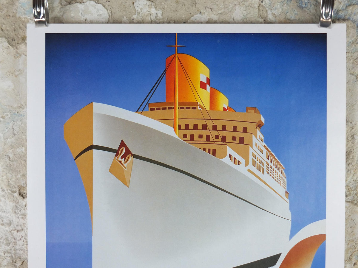 1997 Atlantic Cruise Travel Poster, White Empress by Couillard, Europe, Canadian Pacific, Cruise Advertising, travel tourism, wall art decor