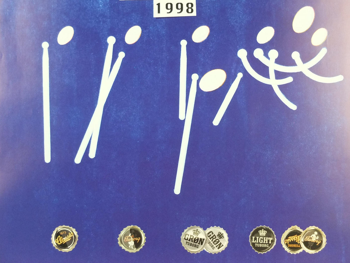 1998 Copenhagen Jazz Festival Poster, Abstract and Tuborg Beer, by D Dahlin, Denmark, music, wall art decor