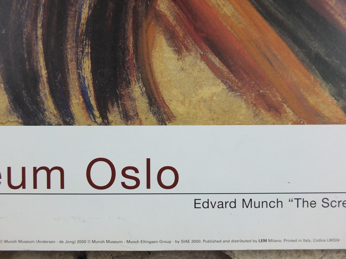 2000 Edvard Munch Poster, The Scream 1893, Skrik Munch Museet, Norway, Expressionism, Symbolism, gallery exhibition, wall art decor