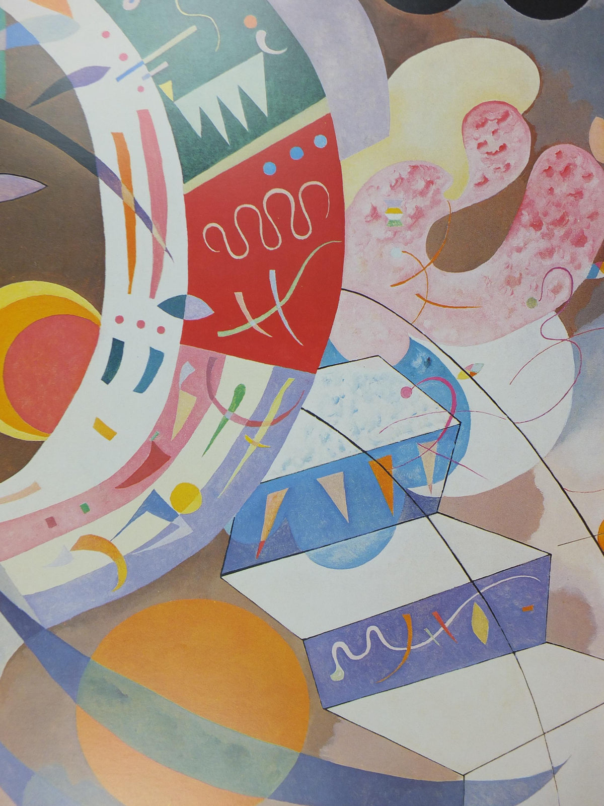 1980s Vasily Kandinsky Poster, Dominant Curve 1936, abstract art and expressionism, Guggenheim gallery exhibition wall art decor