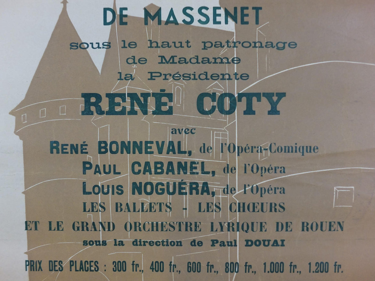 1954 Neufchatel and Pays du Bray Poster, Chateau de Mesnieres, Le Jongleur de Notre Dame, Opera, Music, Normandy French, wall art decor