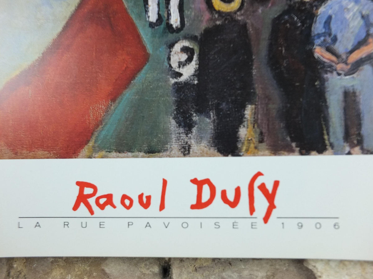 1988 Raoul Dufy Poster, La Rue Pavoisee 1906, Fauvism, Cubism and Expressionism, gallery exhibition, wall art decor