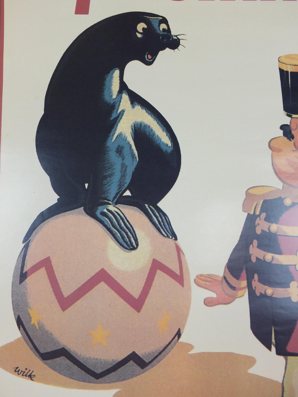 1990s My Goodness My Guinness Poster, from Guinness Museum, By Wilk 1958, seal on a ball with man balancing a pint, Wall art decor