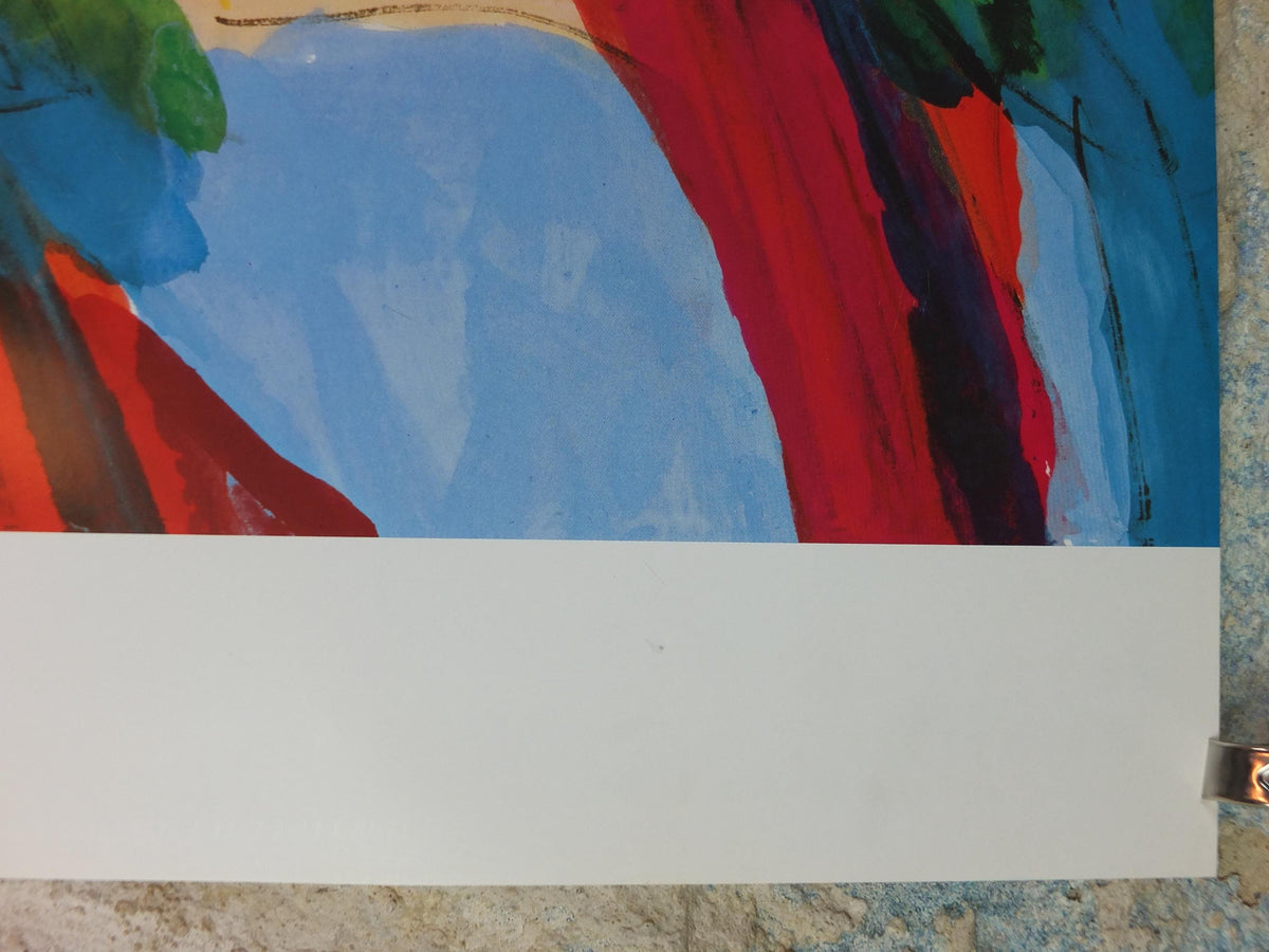 1990 Walasse Ting Poster, Parrots, colourful popular figuratism, pop art, Perroquets, gallery exhibition, wall art decor