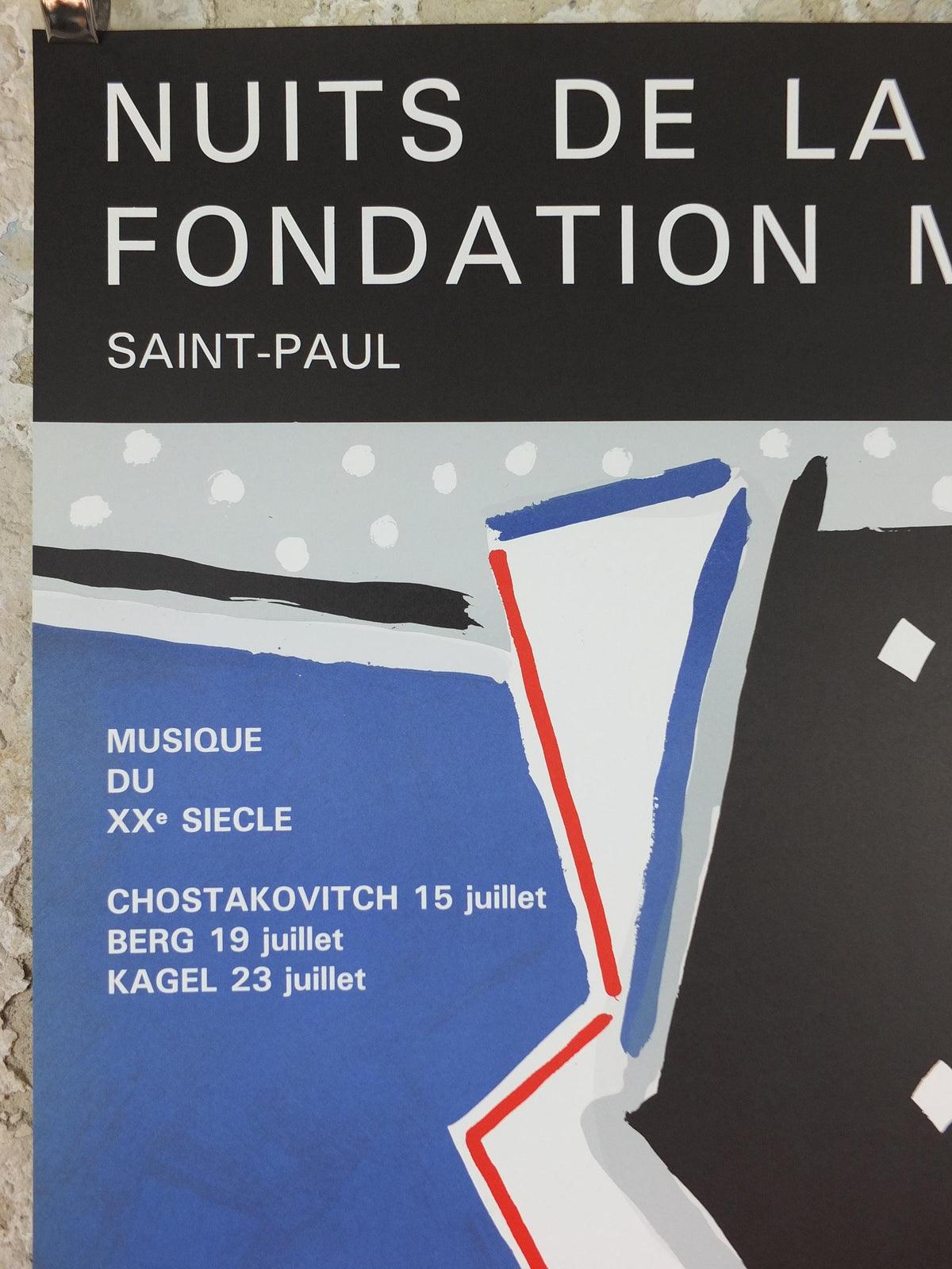 1985 Aki Kuroda Poster, Black Silhouette, Nuits de la Fondation Maeght, Paris, abstract neo-expressionist, gallery exhibition wall art decor