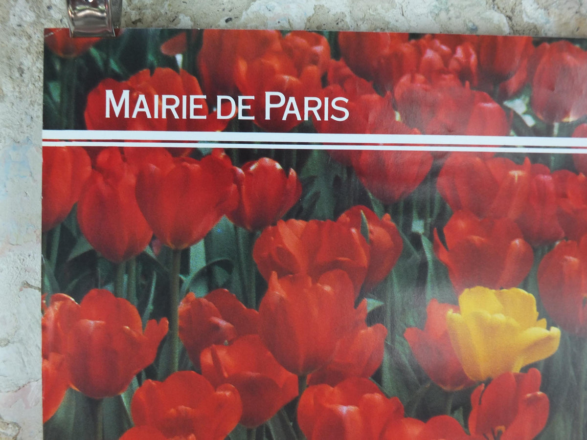 1980s Tulips Poster, Mairie de Paris spring Flower Show, Le Printemps dans vos Jardins Paris, Garden botanical flora blooms, wall art decor
