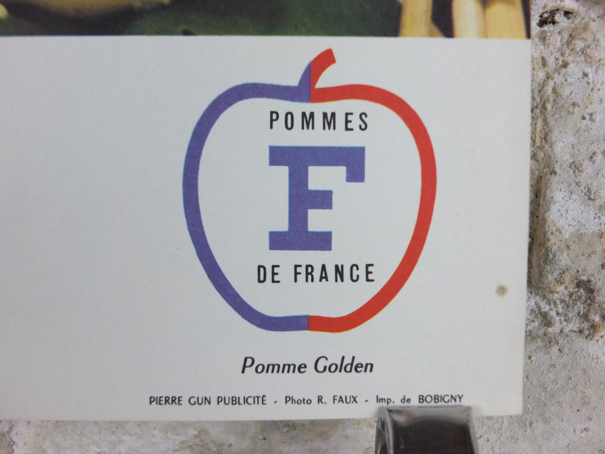 1960s Cheeses of France Poster, soft cheeses with apples, Fromages de France, cheesemaking, Haut Medoc, kitchenalia wall art decor
