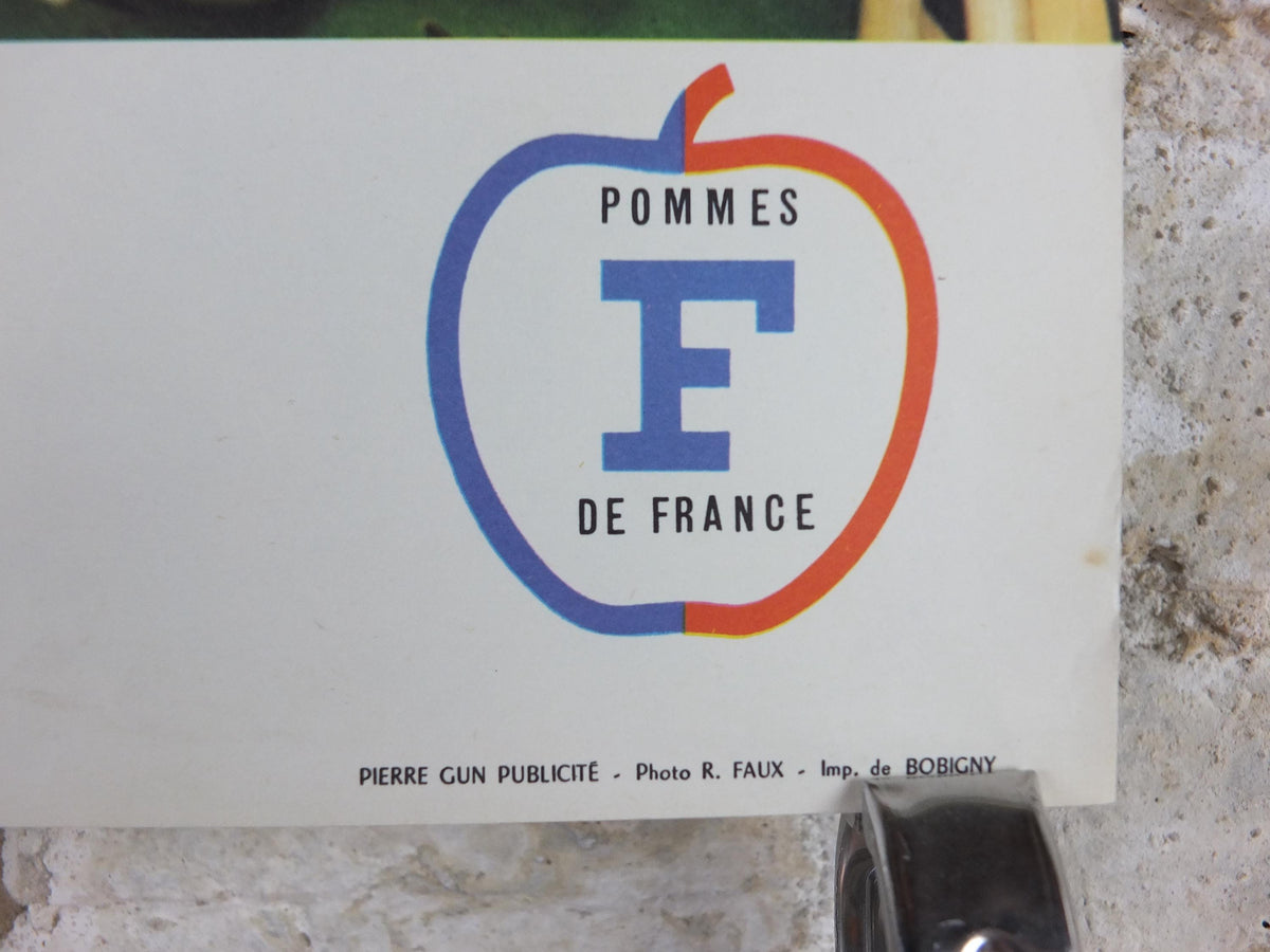 1960s Cheeses of France Poster, soft cheeses with apples, Fromages de France, cheesemaking, Haut Medoc, kitchenalia wall art decor