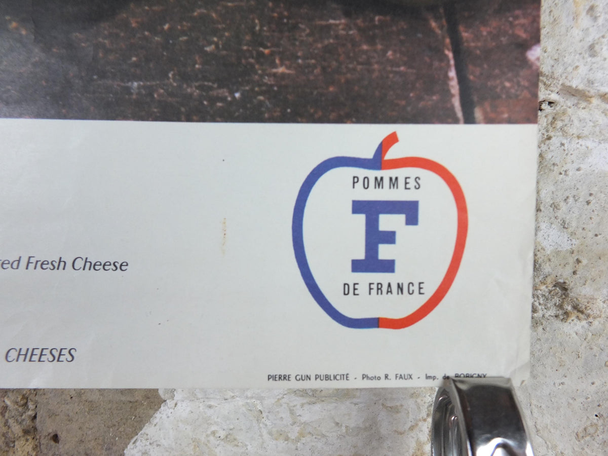 1960s Cheeses of France Poster, Baby Gouda, "Fromages de France", cheesemaking, viticulture, kitchenalia wall art decor