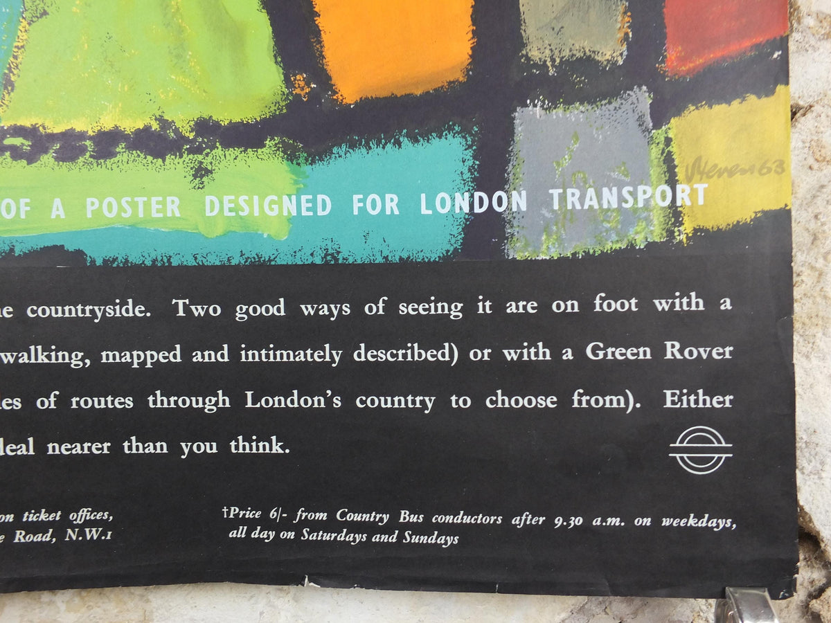 1965 London Country Walks Poster, London Underground, Winter in the Countryside, by Harry Stevens, The Tube, travel history, wall art decor