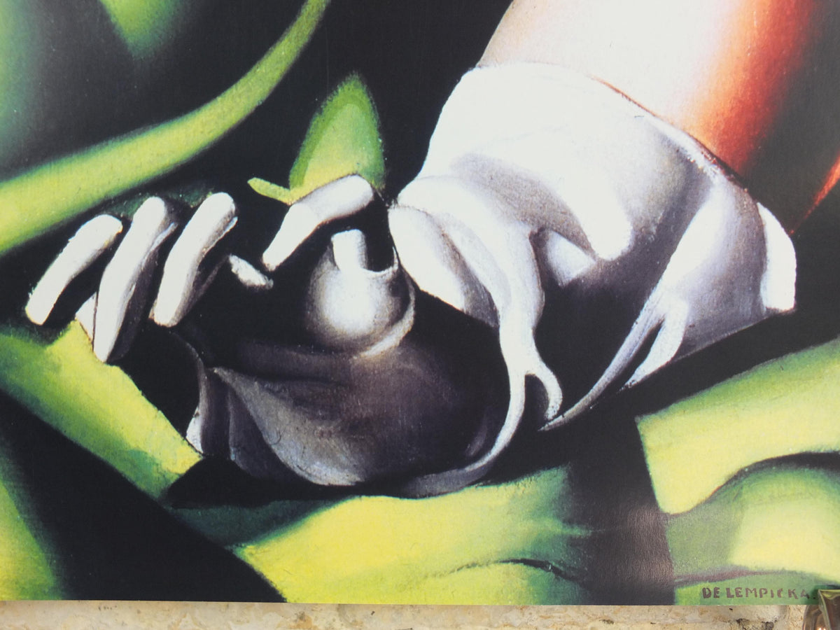1990s Tamara de Lempicka Poster, "Young Girl in Green" 1927, Art Deco Nouveau cubism neoclassical style, gallery exhibition, wall art decor
