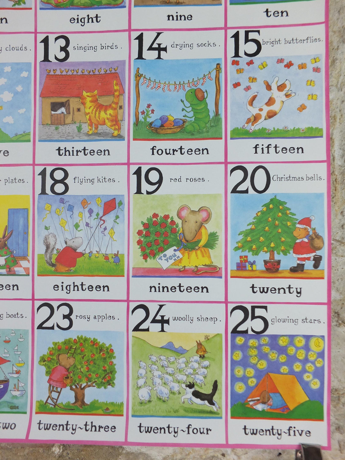 1993 Nursery Numbers Poster, Counting by Merida Woodford, The Medici Society, wall art decor