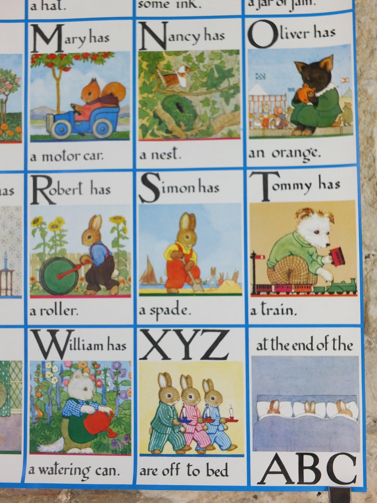 1987 Nursery Alphabet Poster, An ABC for you and Me by Margaret Tempest, The Medici Society, wall art decor