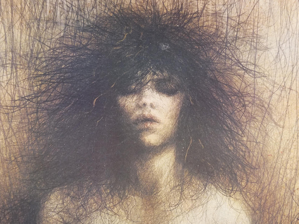 Signed 1986 Kurt Trampedach Poster, , hand signed in 1990, dark and brooding portrait, gallery exhibition, wall art decor