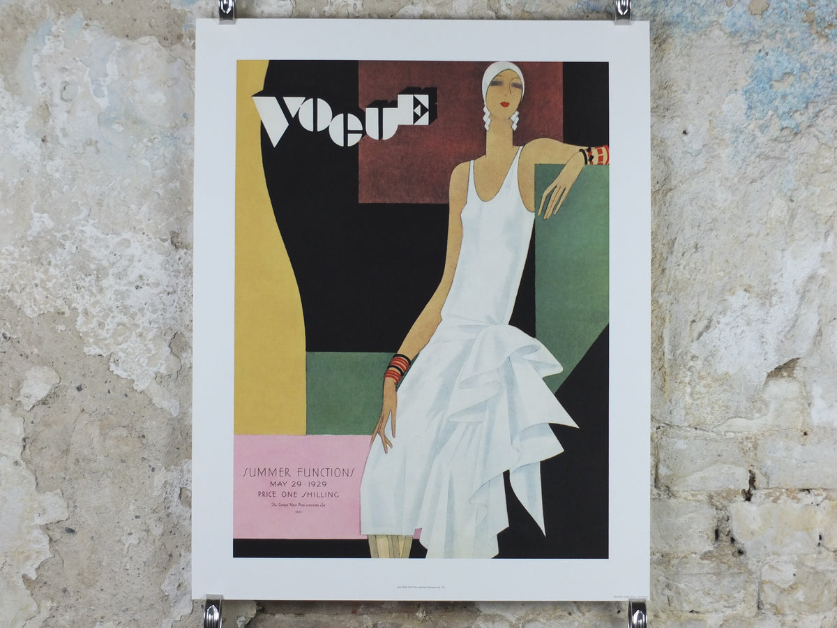 1990s British Vogue Magazine Poster, Conde Nast 1929 cover reprint, by Guillermo Bólin, art deco nouveau, fashion Advertising, wall art decor