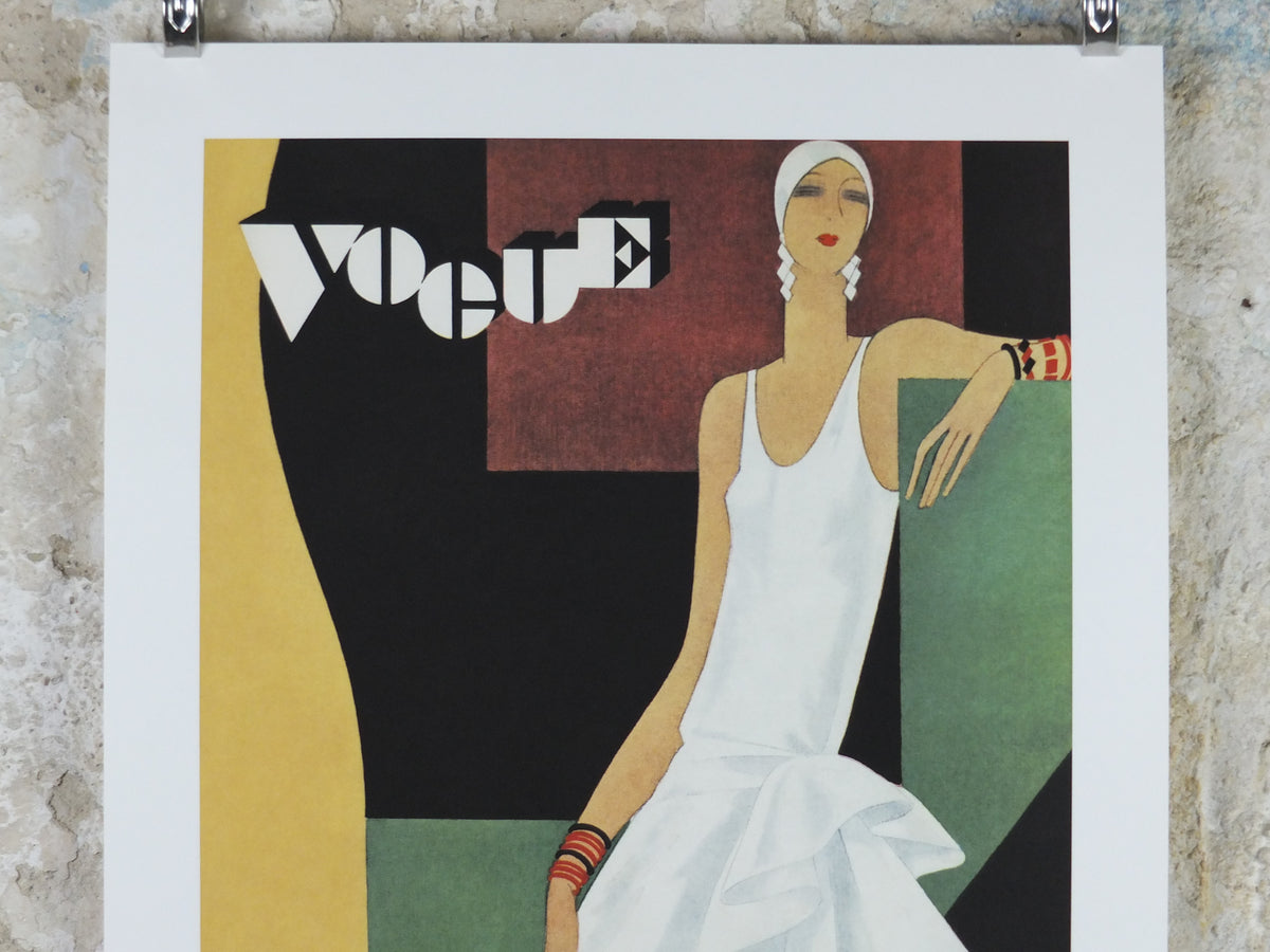 1990s British Vogue Magazine Poster, Conde Nast 1929 cover reprint, by Guillermo Bólin, art deco nouveau, fashion Advertising, wall art decor