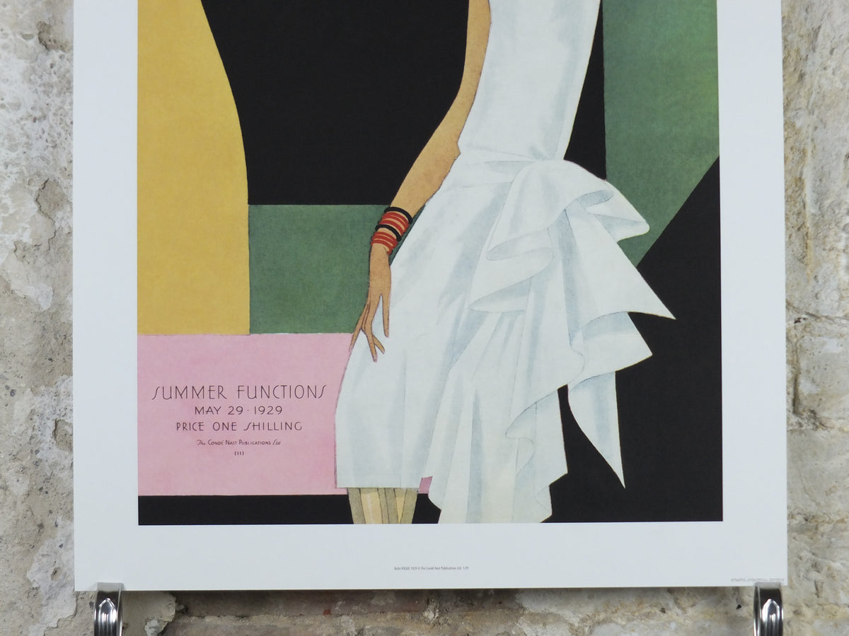 1990s British Vogue Magazine Poster, Conde Nast 1929 cover reprint, by Guillermo Bólin, art deco nouveau, fashion Advertising, wall art decor