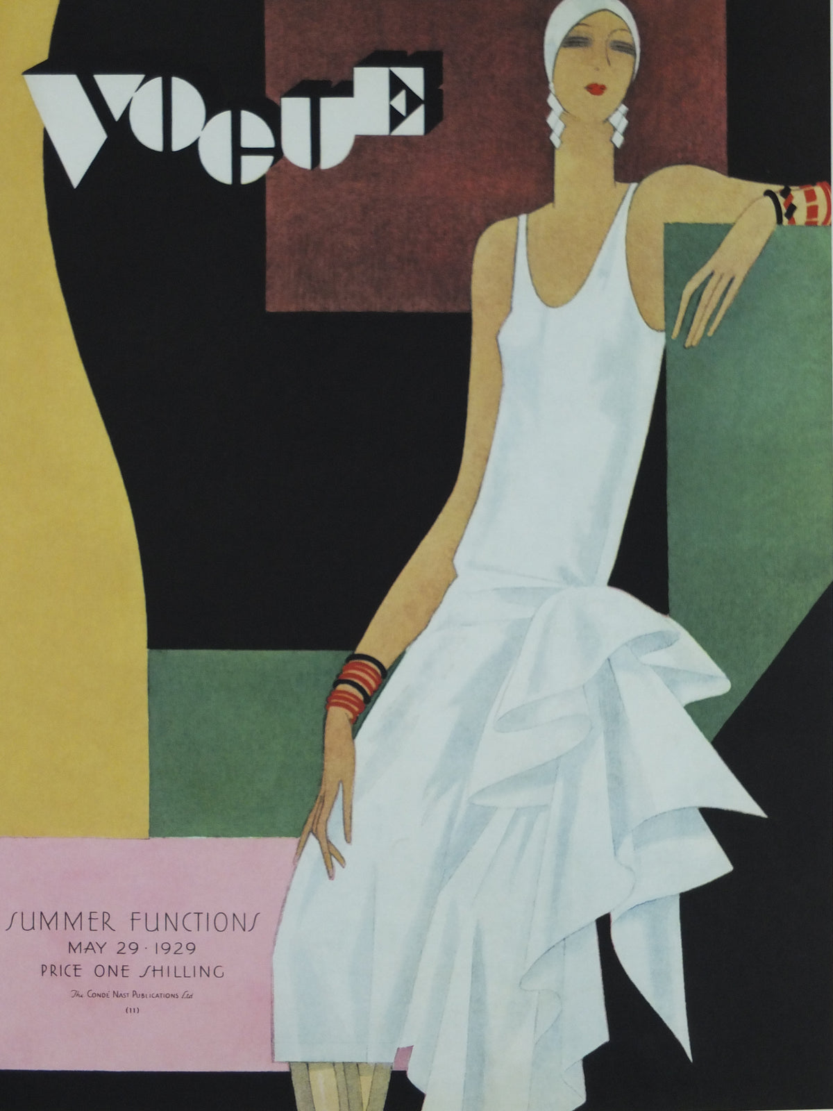 1990s British Vogue Magazine Poster, Conde Nast 1929 cover reprint, by Guillermo Bólin, art deco nouveau, fashion Advertising, wall art decor