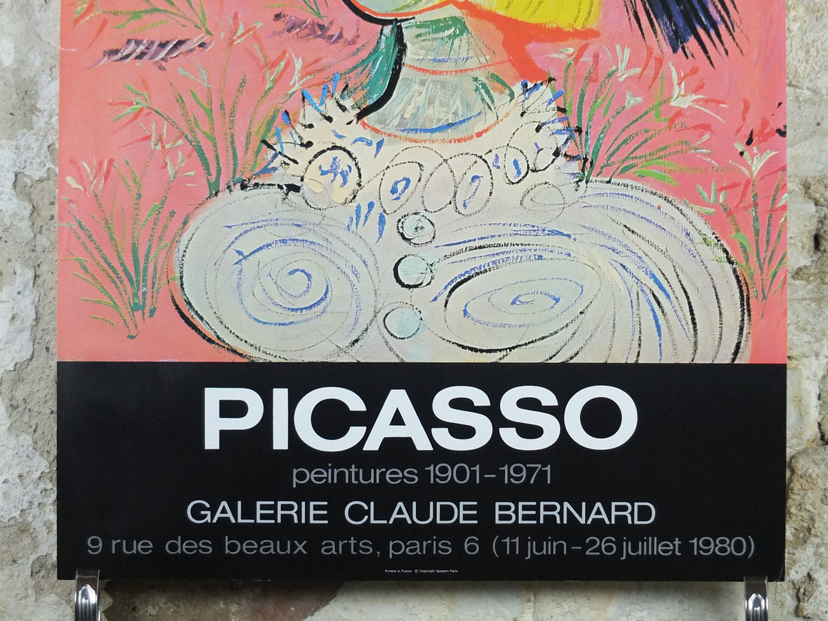 1980 Pablo Picasso Poster, Femme au chapeau de paille or Woman in a Straw Hat 1938, wall art decor