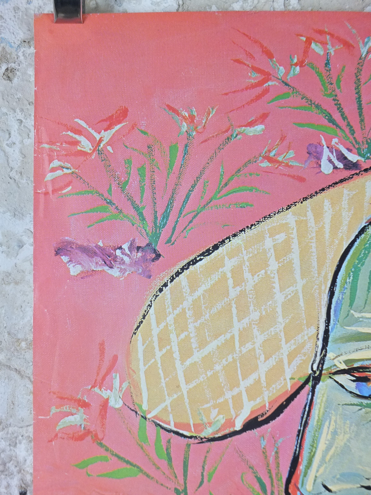 1980 Pablo Picasso Poster, Femme au chapeau de paille or Woman in a Straw Hat 1938, wall art decor