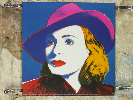 1993 Andy Warhol Poster, Ingrid Bergman with Hat 1983, Pop Art, Expressionism, Modernism, gallery wall art decor