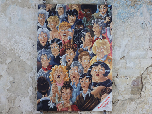 2018 Signed Disappointed Mothers Poster, Skuffede mødre by Danish artist Martin Bigum. wall art decor