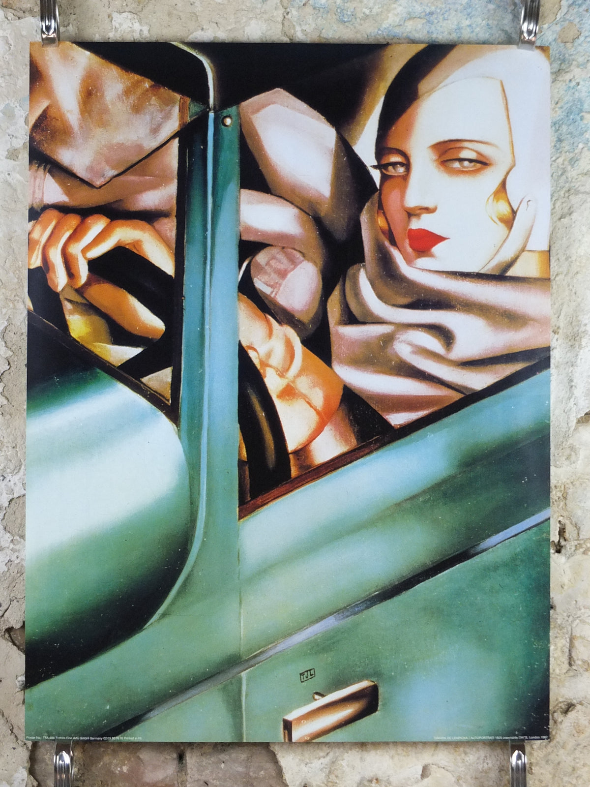 1987 Tamara de Lempicka Poster, Autoportrait "Tamara in a Green Bugatti" 1928, Art Deco Nouveau cubism neoclassical style, wall art decor