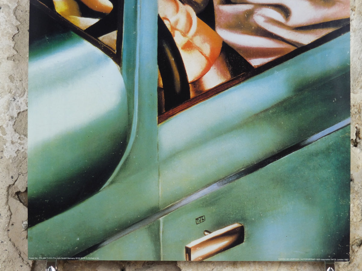 1987 Tamara de Lempicka Poster, Autoportrait "Tamara in a Green Bugatti" 1928, Art Deco Nouveau cubism neoclassical style, wall art decor