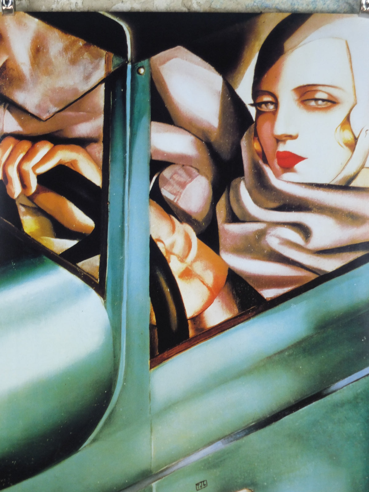 1987 Tamara de Lempicka Poster, Autoportrait "Tamara in a Green Bugatti" 1928, Art Deco Nouveau cubism neoclassical style, wall art decor