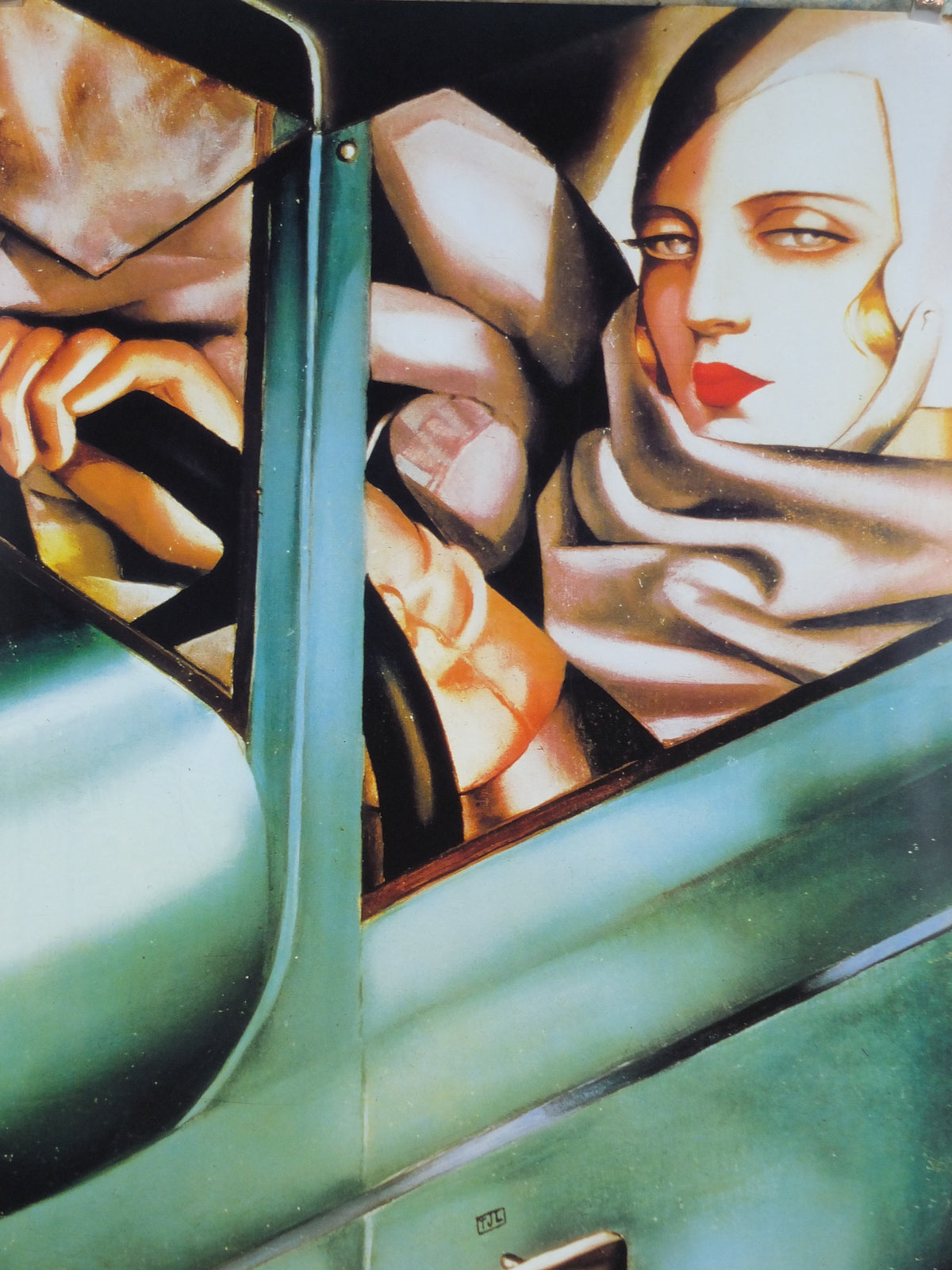 1987 Tamara de Lempicka Poster, Autoportrait "Tamara in a Green Bugatti" 1928, Art Deco Nouveau cubism neoclassical style, wall art decor