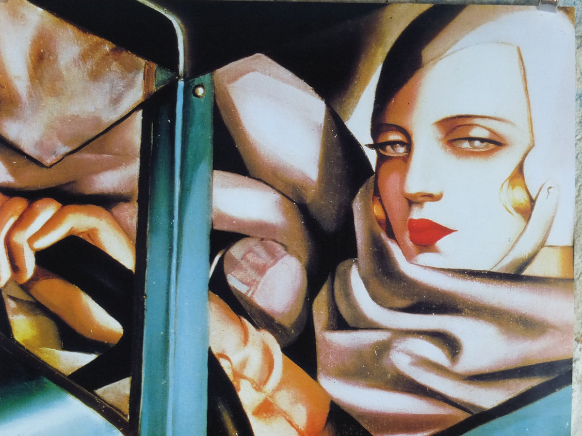 1987 Tamara de Lempicka Poster, Autoportrait "Tamara in a Green Bugatti" 1928, Art Deco Nouveau cubism neoclassical style, wall art decor