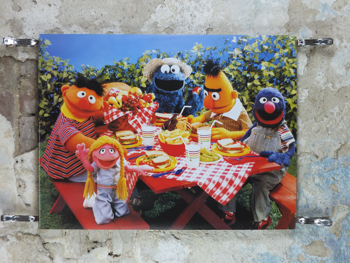 1998 Sesame Street picnic Poster, Bert & Ernie, Cookie Monster and Grover, Licenced poster, wall art film memorabilia decor