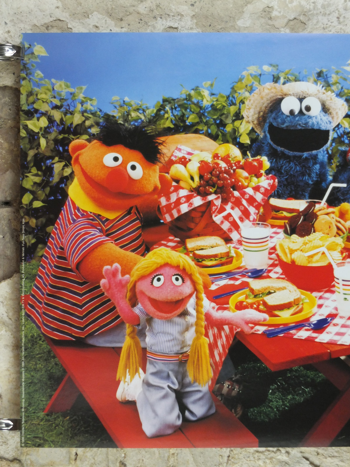 1998 Sesame Street picnic Poster, Bert & Ernie, Cookie Monster and Grover, Licenced poster, wall art film memorabilia decor