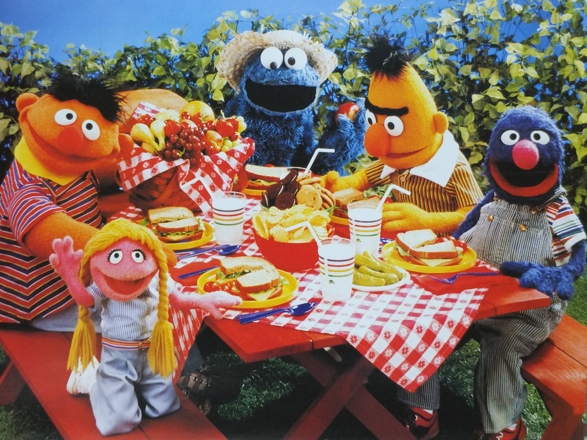 1998 Sesame Street picnic Poster, Bert & Ernie, Cookie Monster and Grover, Licenced poster, wall art film memorabilia decor
