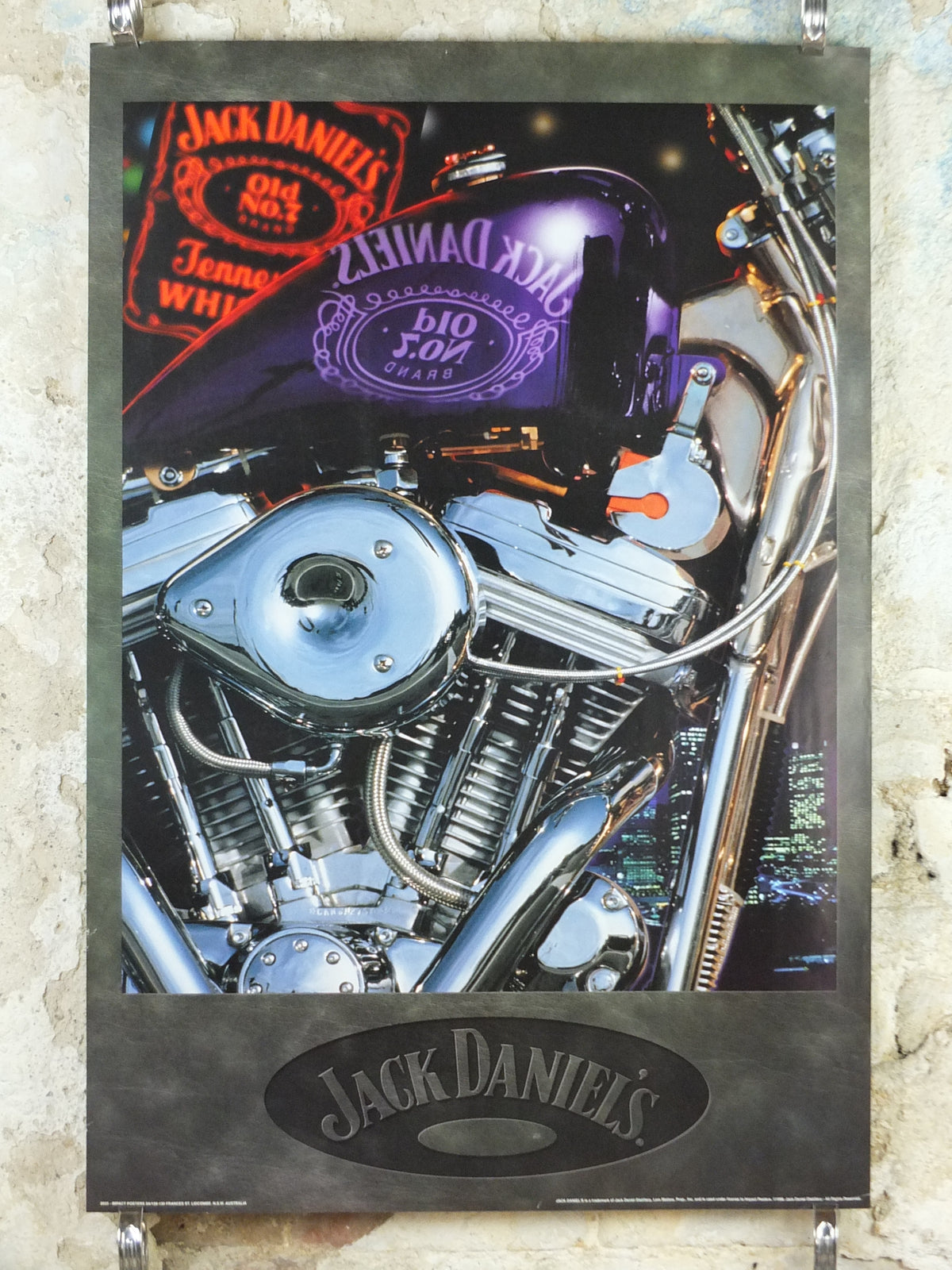 1998 Jack Daniel's Custom Chopper / V-Twin Motorcycle Poster, Tennessee whiskey, alcoholic drink spirit, advertising print wall art decor (Copy)