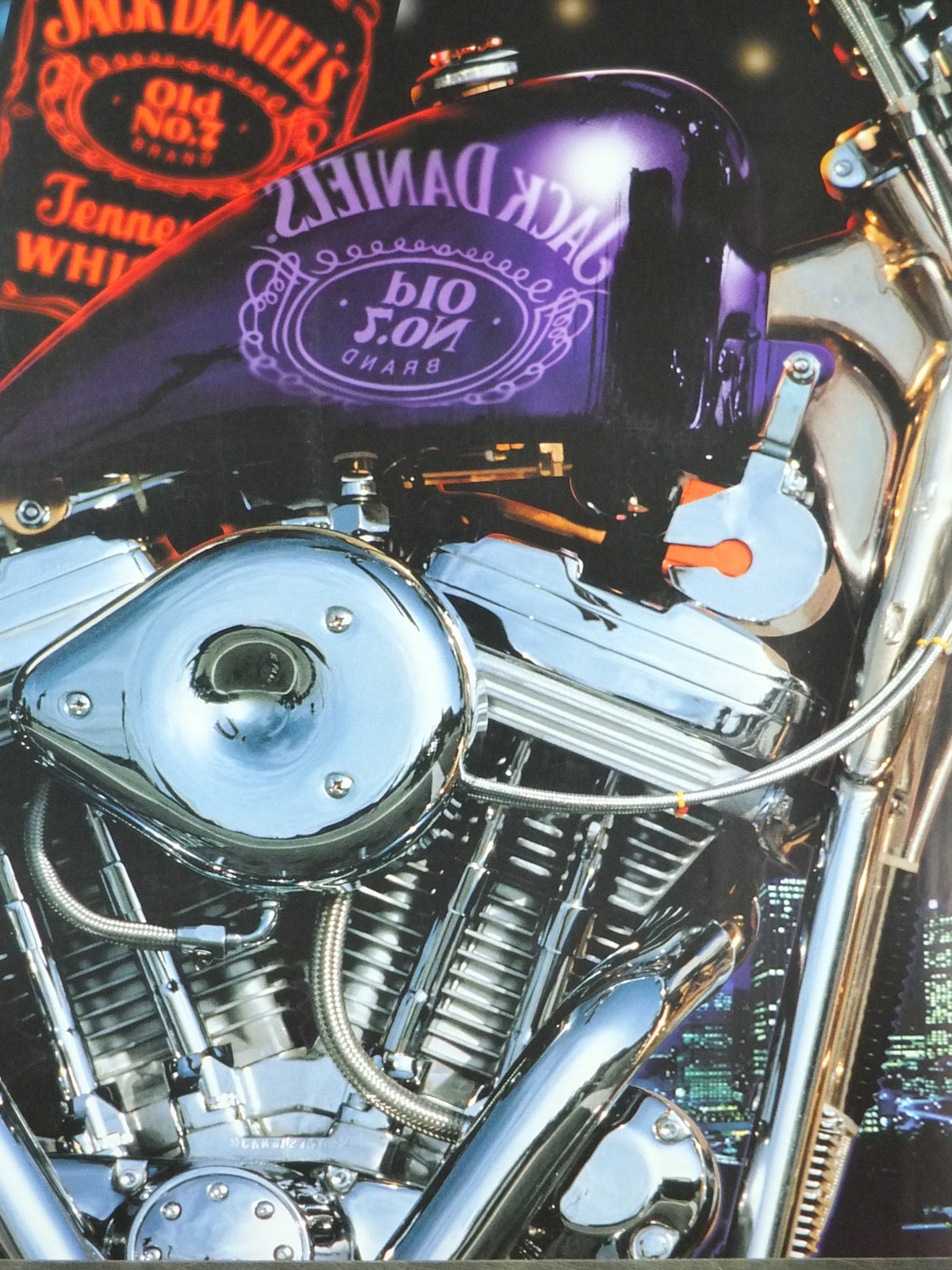 1998 Jack Daniel's Custom Chopper / V-Twin Motorcycle Poster, Tennessee whiskey, alcoholic drink spirit, advertising print wall art decor (Copy)