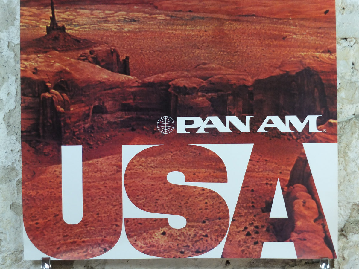 1975 Pan Am Poster, Monument Valley USA, Arizona and Utah, Red Rock Desert, Large Font, travel wall art decor