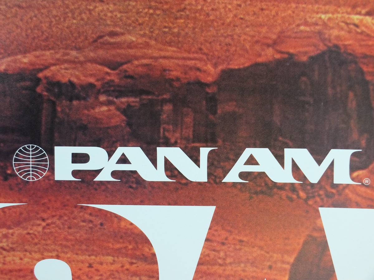 1975 Pan Am Poster, Monument Valley USA, Arizona and Utah, Red Rock Desert, Large Font, travel wall art decor