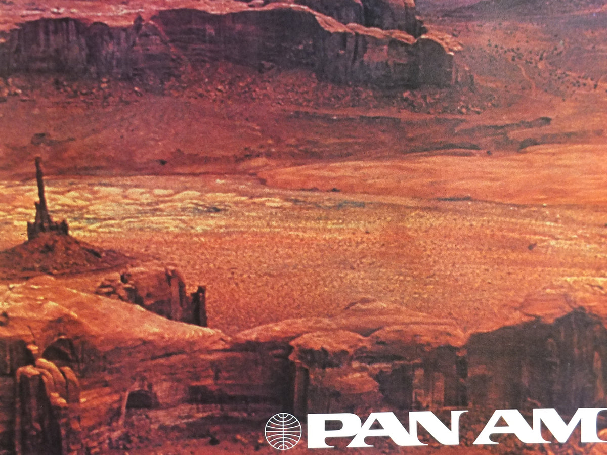 1975 Pan Am Poster, Monument Valley USA, Arizona and Utah, Red Rock Desert, Large Font, travel wall art decor