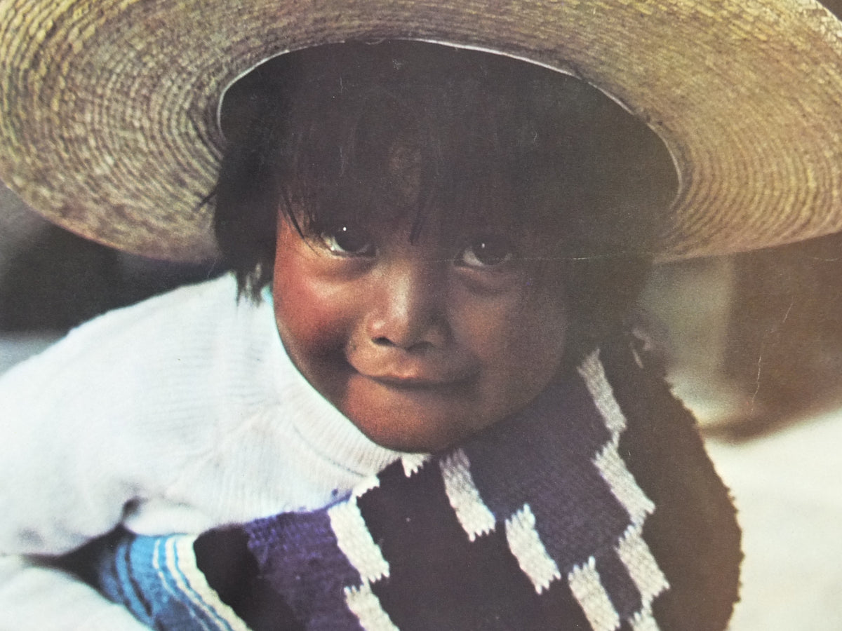 1974 Pan Am Poster, Mexico, young Mexican child in traditional dress with sombrero, P305, travel wall art decor