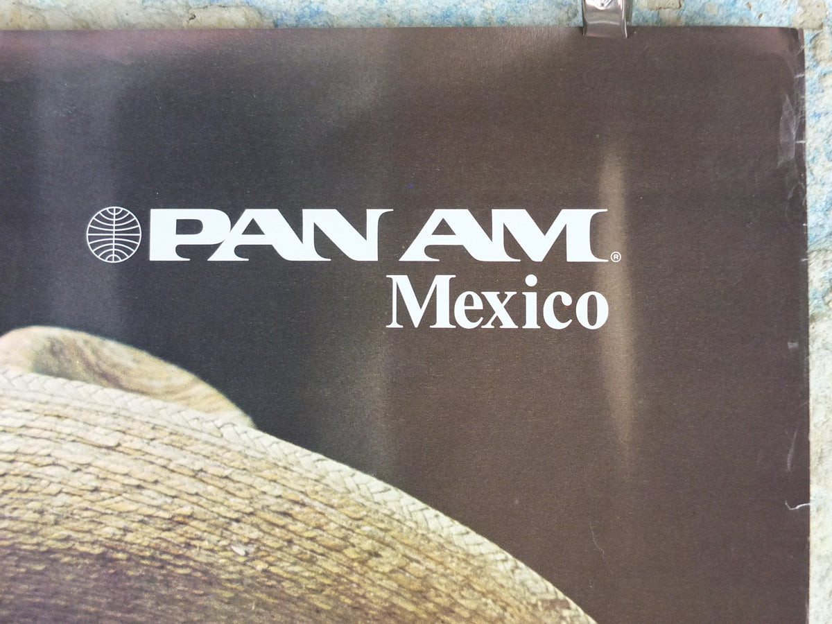 1974 Pan Am Poster, Mexico, young Mexican child in traditional dress with sombrero, P305, travel wall art decor