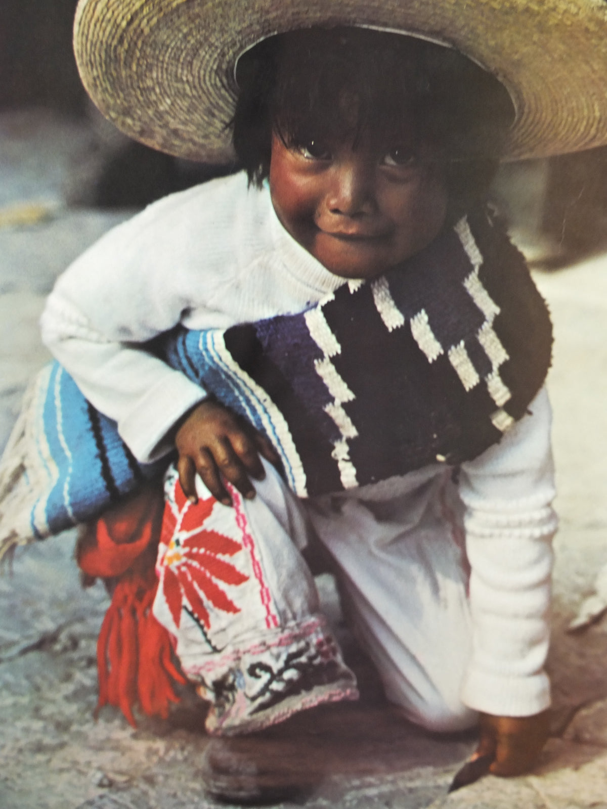 1974 Pan Am Poster, Mexico, young Mexican child in traditional dress with sombrero, P305, travel wall art decor