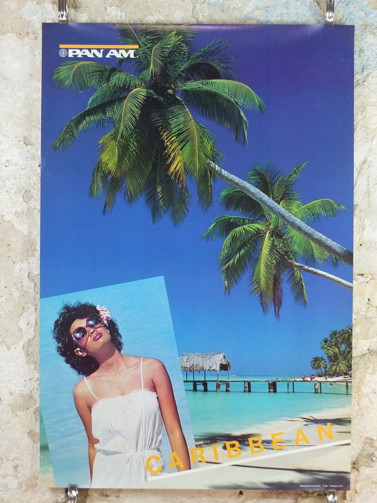 1983 Pan Am Poster, Caribbean, West Indies and Caribbean island resorts, travel wall art decor