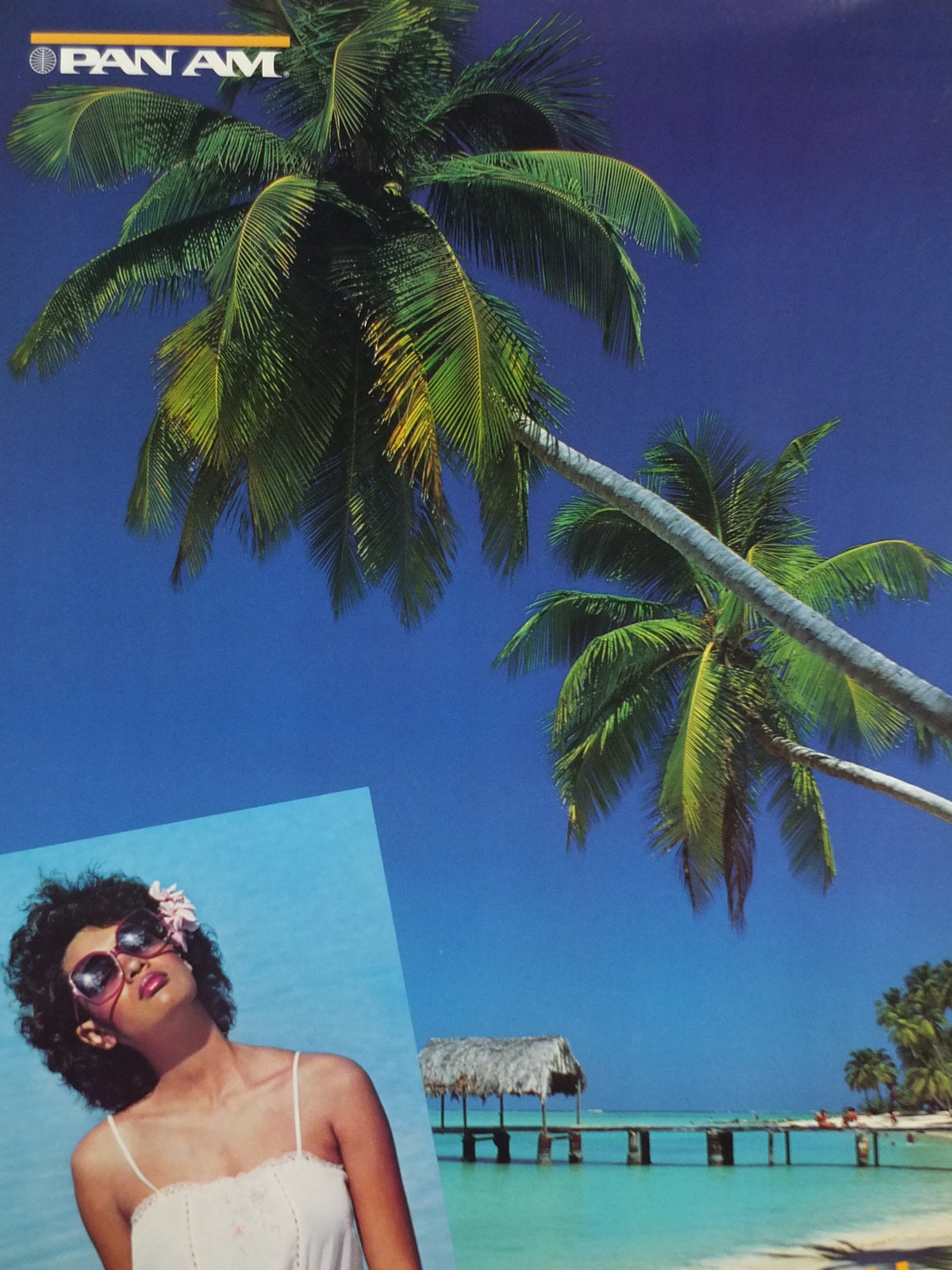 1983 Pan Am Poster, Caribbean, West Indies and Caribbean island resorts, travel wall art decor